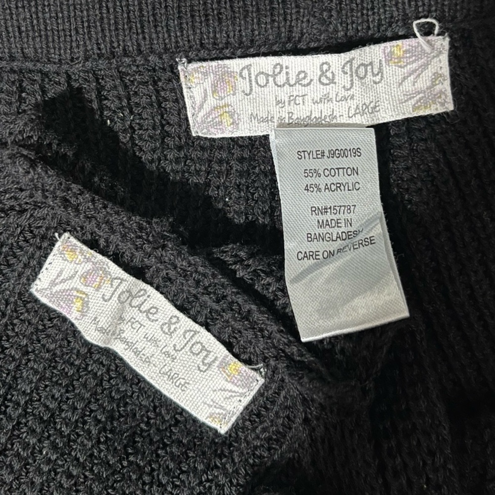 JOLIE & JOY 2PC Summer Set Crochet Knit Tie Cinched Crop Top and Shorts Black L - Picture 7 of 7